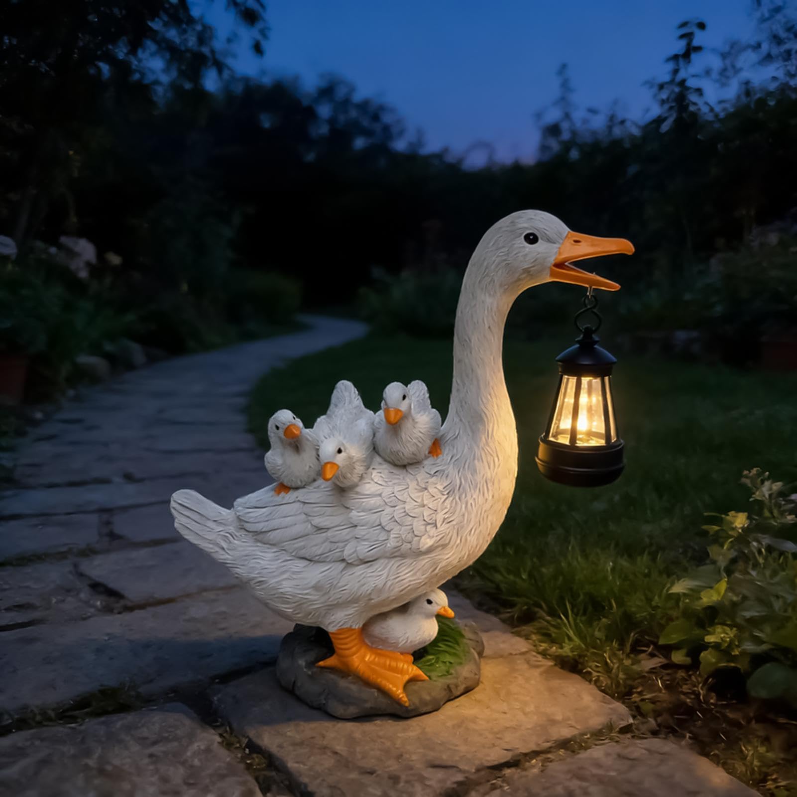 Ozdoba Ogrodowa na Energię Słoneczną Wodoodporna Nocna Lampa Kaczka Zwierzę | Zasilana Solarnie Rzeźba Ogrodowa Z Lampionem do Ogrodu Podwórka Trawnika Ganku Ścieżki Wejścia na Podwórko Na Urodzin