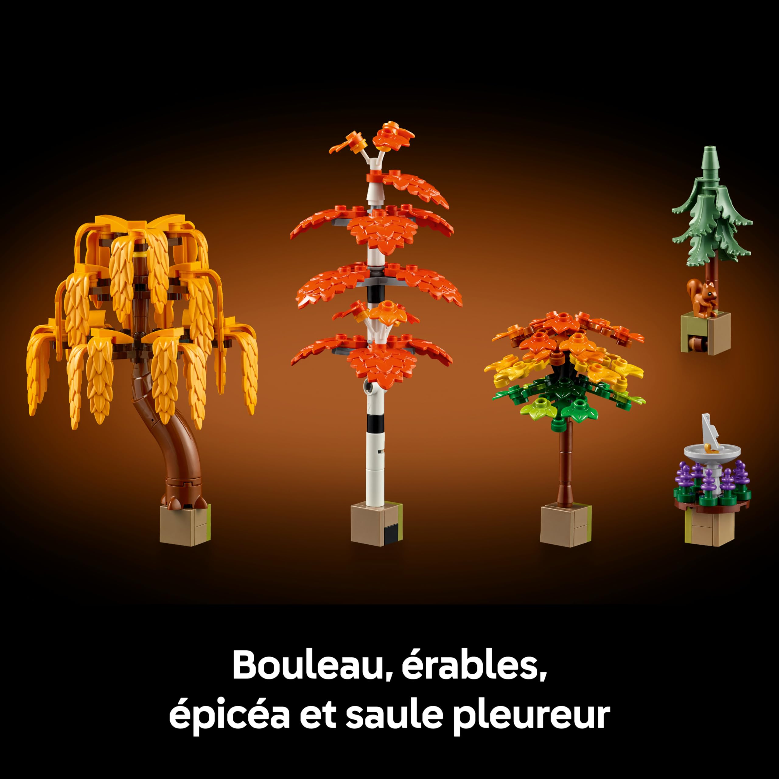 LEGO Icons Le Jardin d’Automne - Maquette Miniature pour Adulte - Set de Construction avec Maison, 4 Arbres, Figurines d'animaux & Fleurs - Décoration Intérieure DIY - Idée de Cadeau 11372