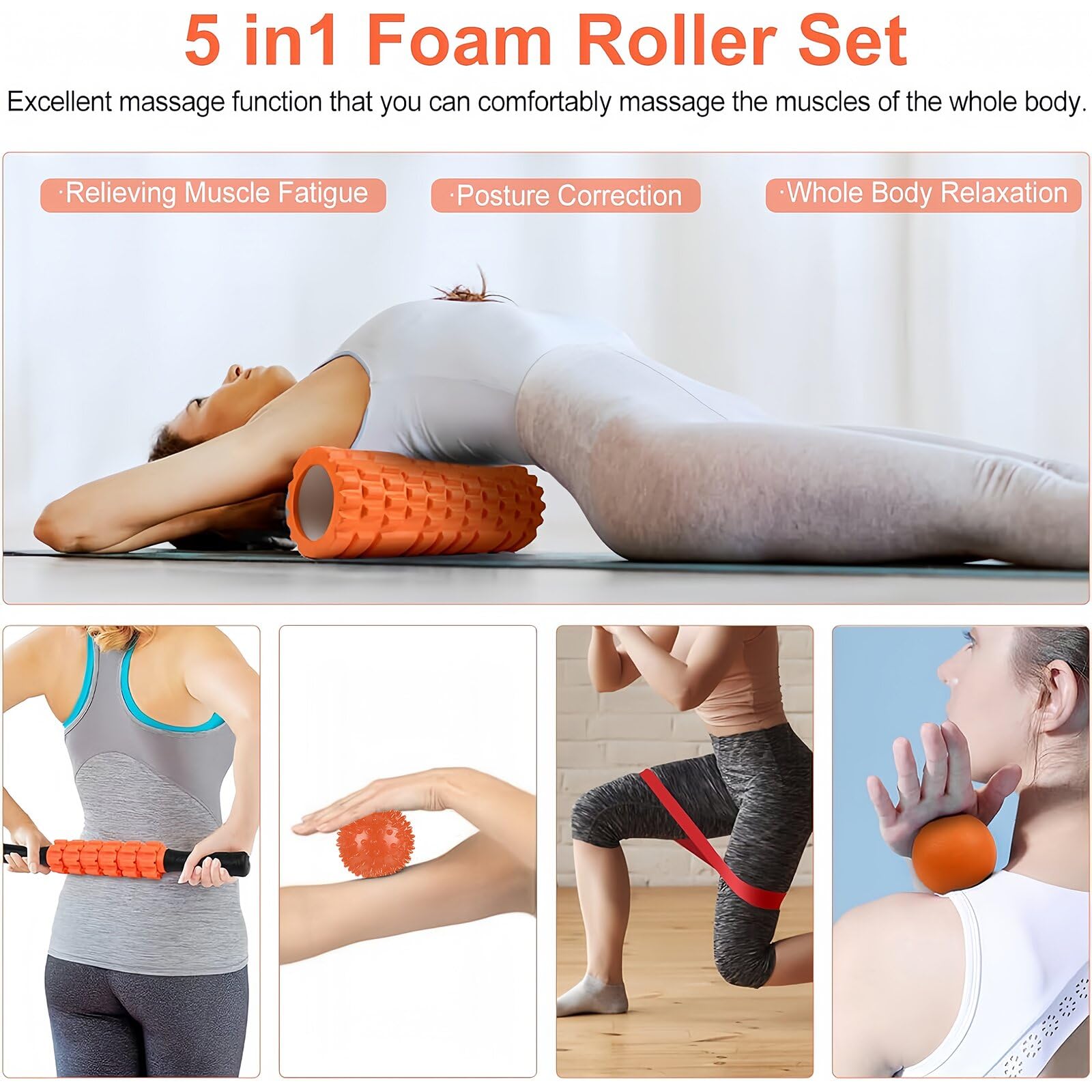 Amazon.com: Aucuu 6 in 1 Foam Roller Set Includes Hollow Core