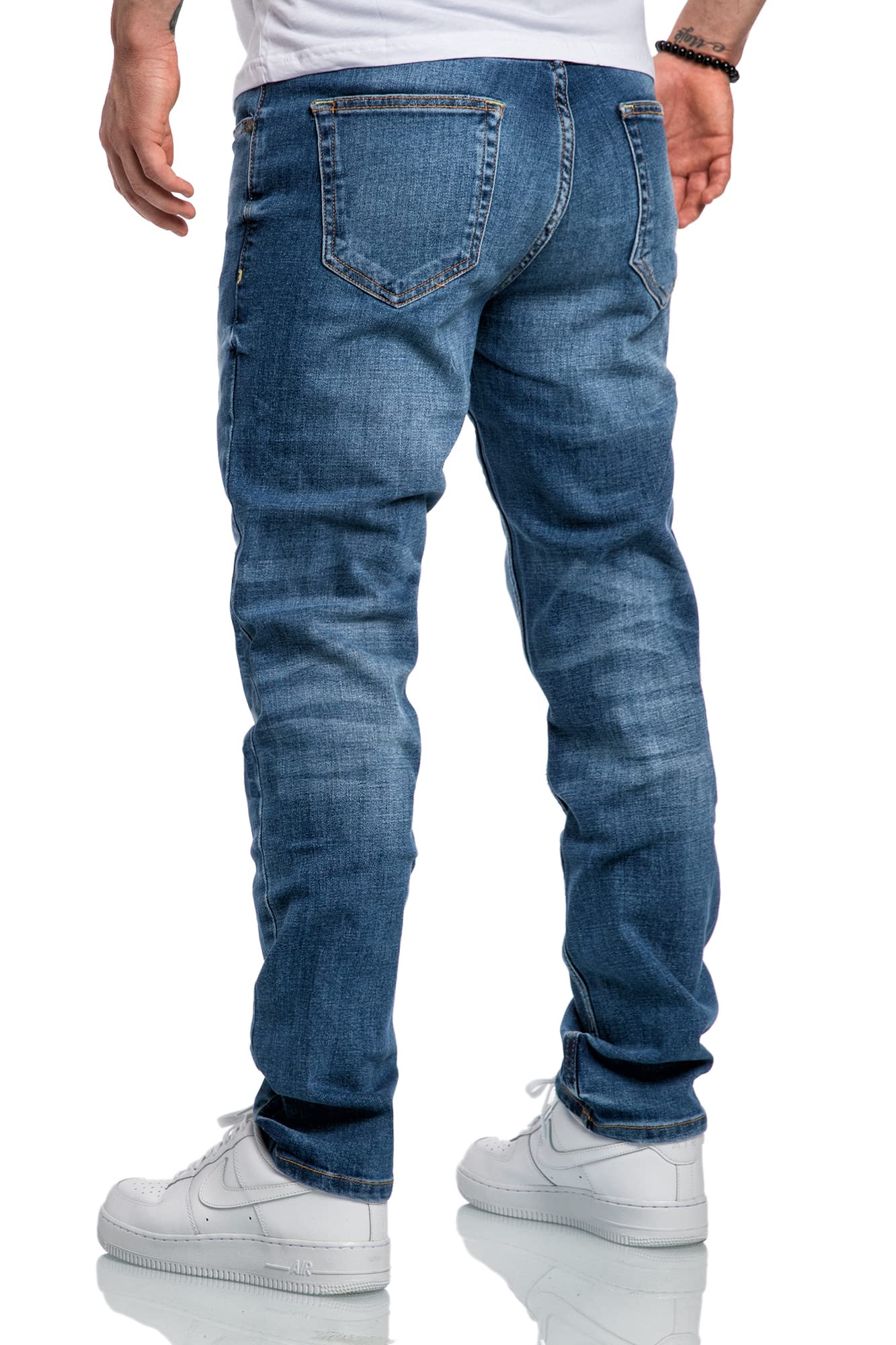 REPUBLIX Herren Jeans Regular Straight Fit Denim Hose Destroyed R7998