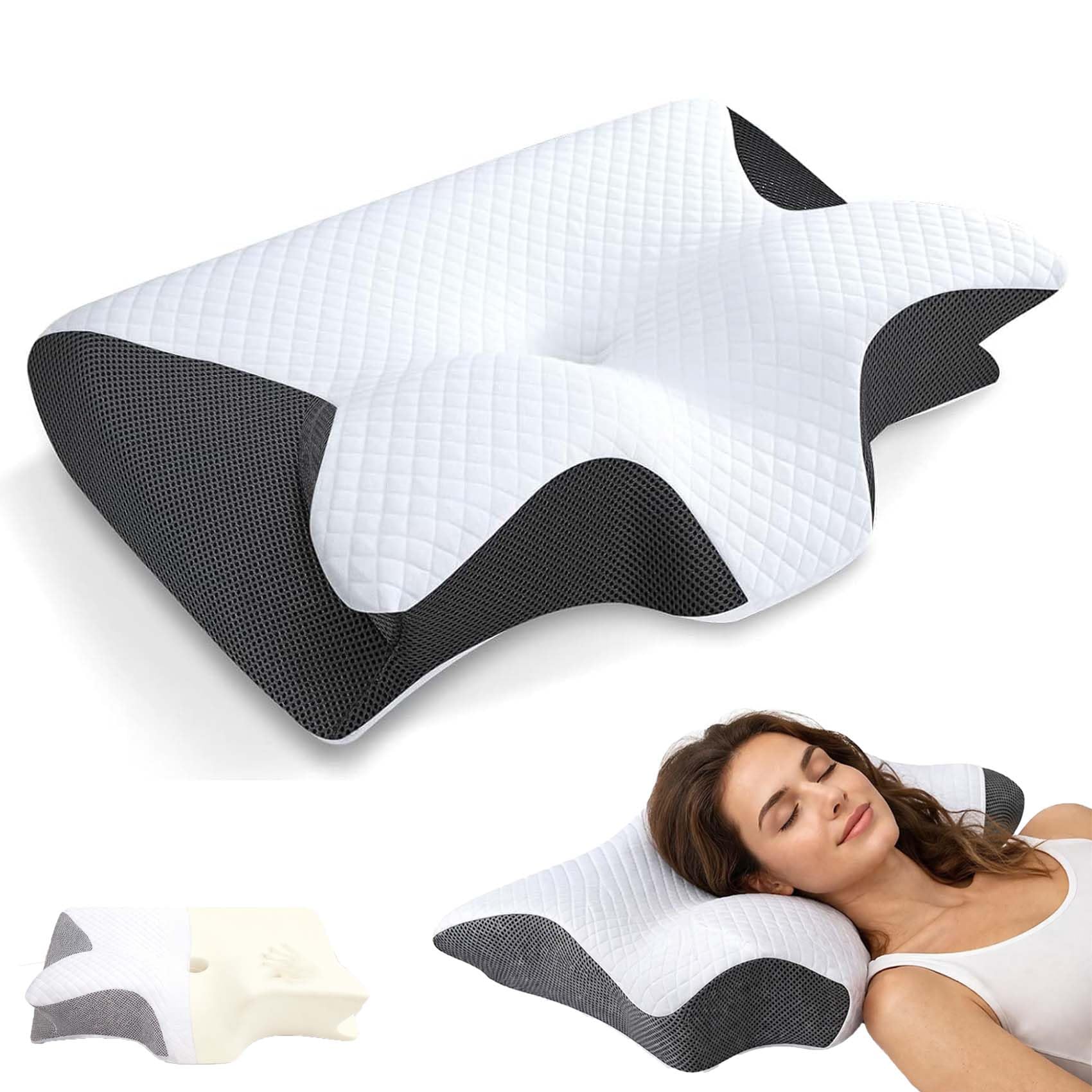 Curo Sleep Kissen Original, 2026 Neu Curo Sleep Kissen, Memory Materialien Werden Verwendet für SeitenschläFer Geeignet, RüCken und Bauchlage, Atmungsaktiv Bezug Waschen, Schmerzlinderung (Schwarz)