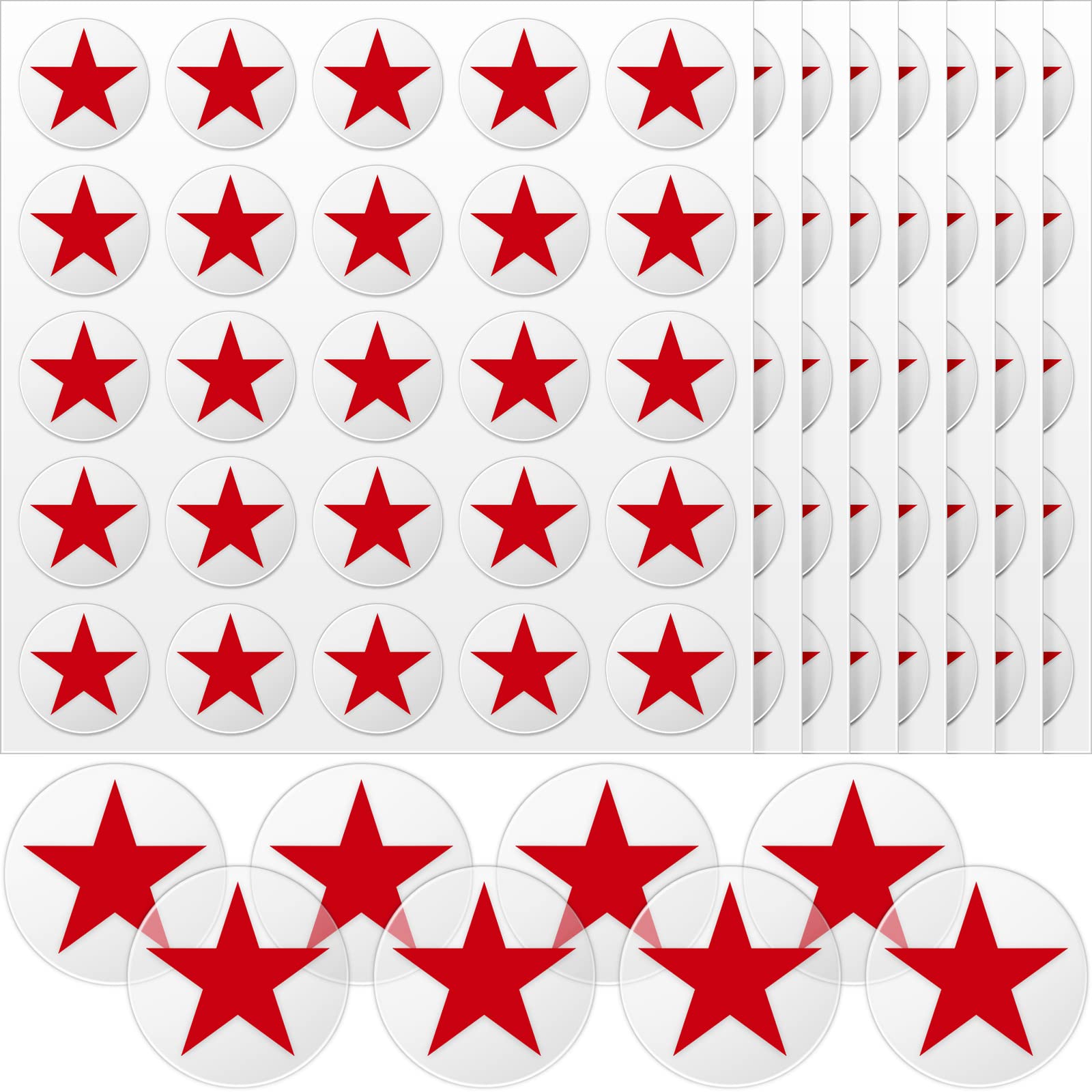 Leinuosen Helmet Stickers Football Baseball Helmet Decals 1-1/8 Inch Vinyl Sports Football Decals Self Adhesive Hockey Stickers for Hockey, Lacrosse, Batting(Clear Print Red,Star)