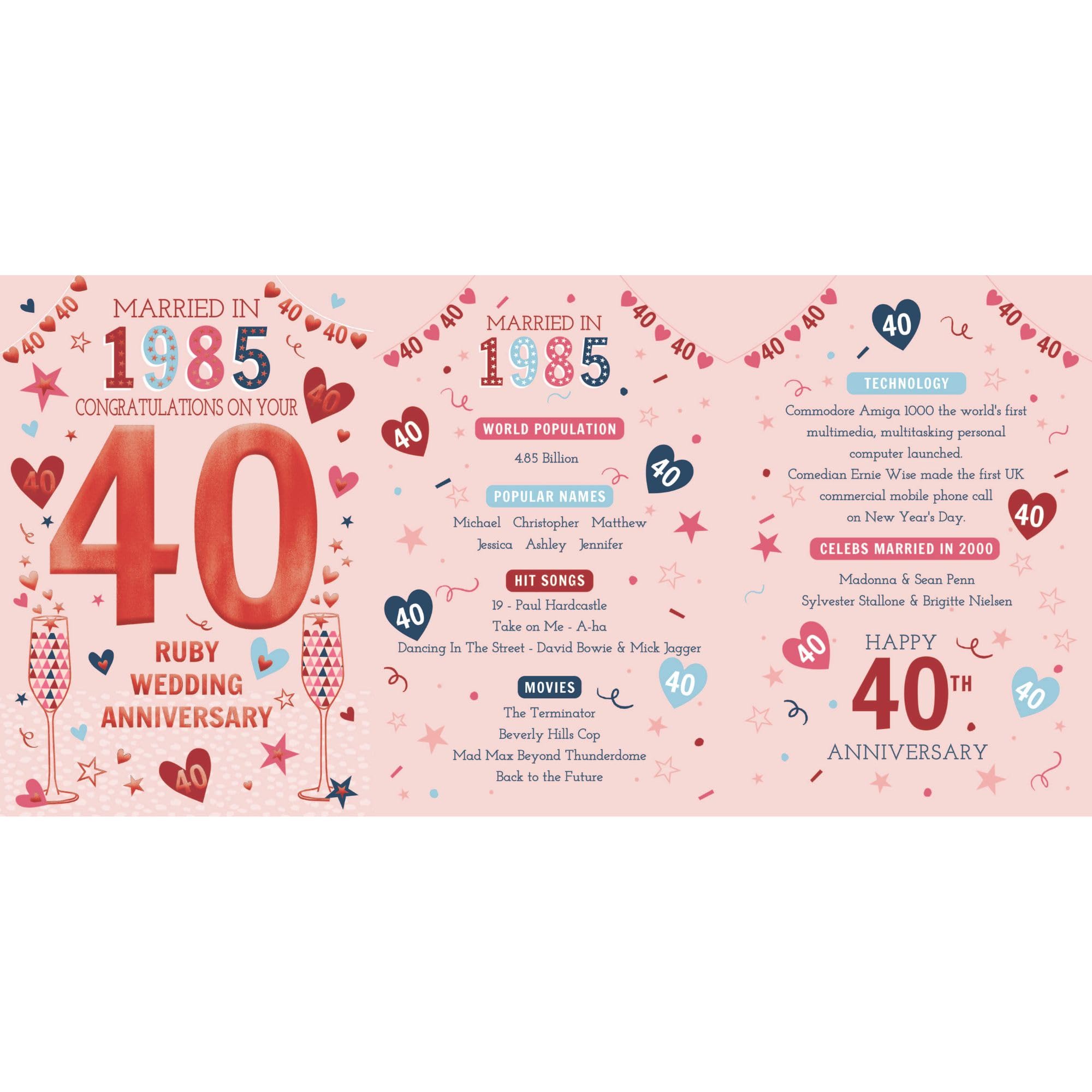 ICG Biglietto Auguri Anniversario 30 Anni – Married In 1995, Pearl Wedding – Con Cuori E Champagne – 155x228 Mm, Ecologico - 2