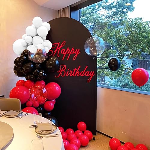 Miniatura 3 de Globos rojos y negros, paquete de 100 globos de látex de 12 pulgadas, color negro mate, rojo y blanco, a granel para fiesta de cumpleaños,