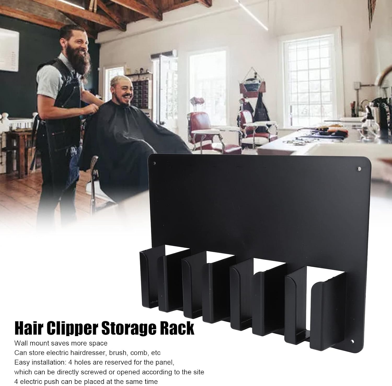 Agatige Hair Clipper Hanger Holder, Wall Mount Hair Clipper Storage Rack Large Storage Space Display Rack Hanging Barber Work Station Clipper Holder for Home Hair Salon