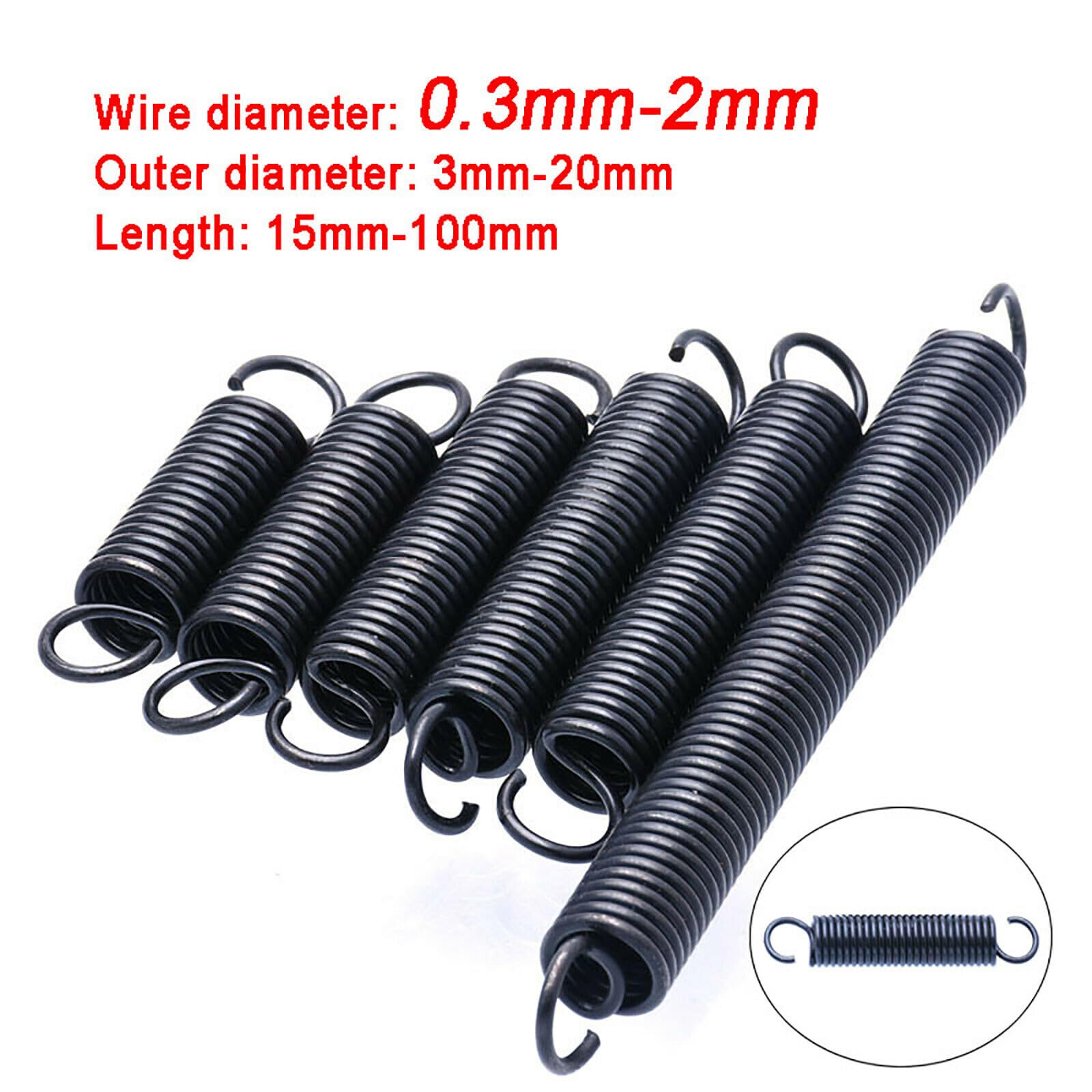10er-Pack Zugfedern – 1,2x8x35 Mm, Federstahl, Mit Haken – Für Haushaltsgeräte, Möbel, Türen & Fenster
