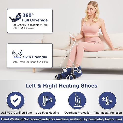 Miniatura 4 de 1 par de calentadores eléctricos de tobillo para pies, almohadillas térmicas para pies, calor penetrante profundo para tendinitis de Aquiles y