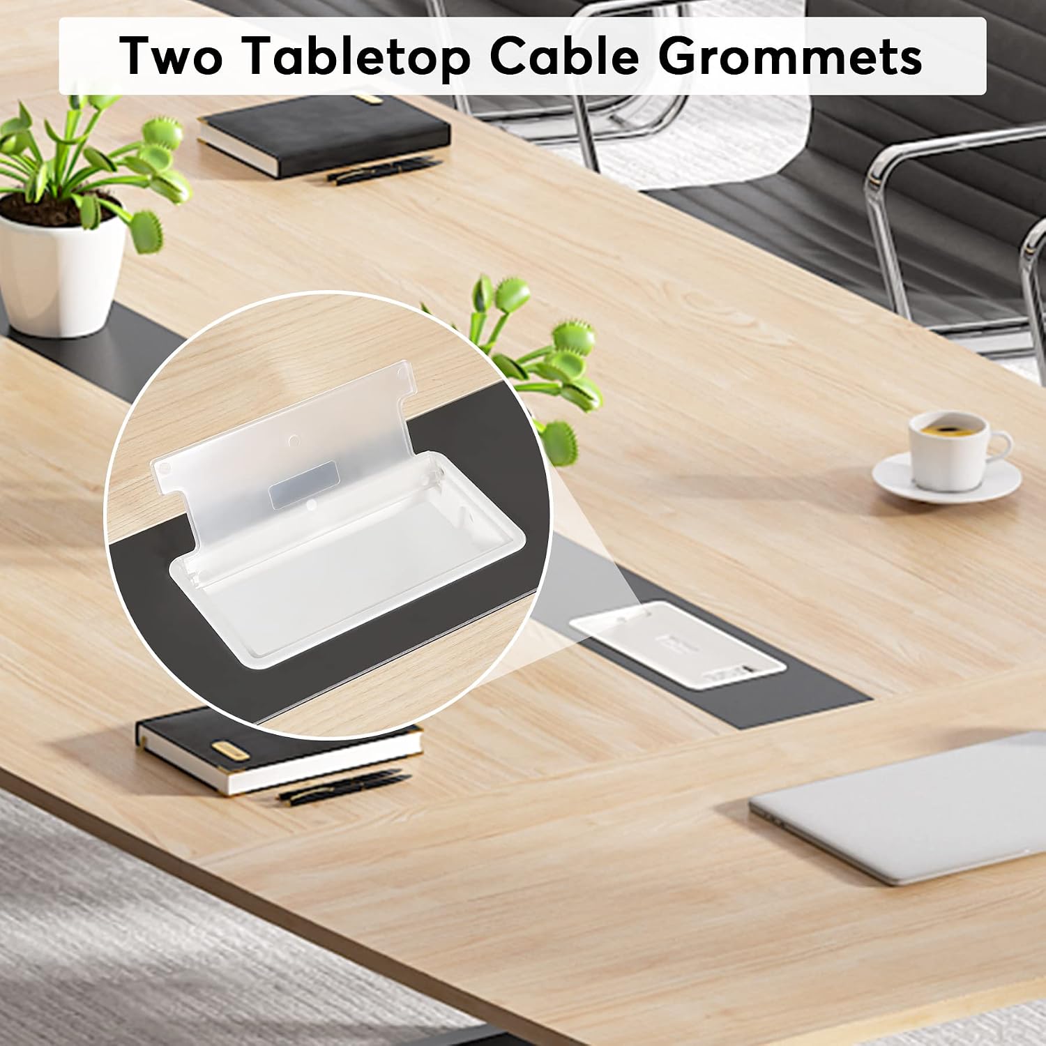 Tribesigns 8FT Conference Table, 94.48L x 47.24W x 29.52H Inches Large Boat Shaped Meeting Seminar Table with Cable Grommets, Modern Conference Room Table for Office (Light Wood Grain, 8ft)