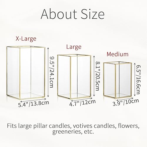 Miniatura 6 de Inweder Portavelas de cristal para huracanes 3 portavelas de vidrio de huracán, rectangulares de vidrio transparente, para velas de pilar,