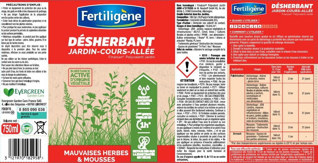 FERTILIGENE FDESF75 Désherbant Polyvalent 750 ml - Origine Naturelle Fabriqué en France