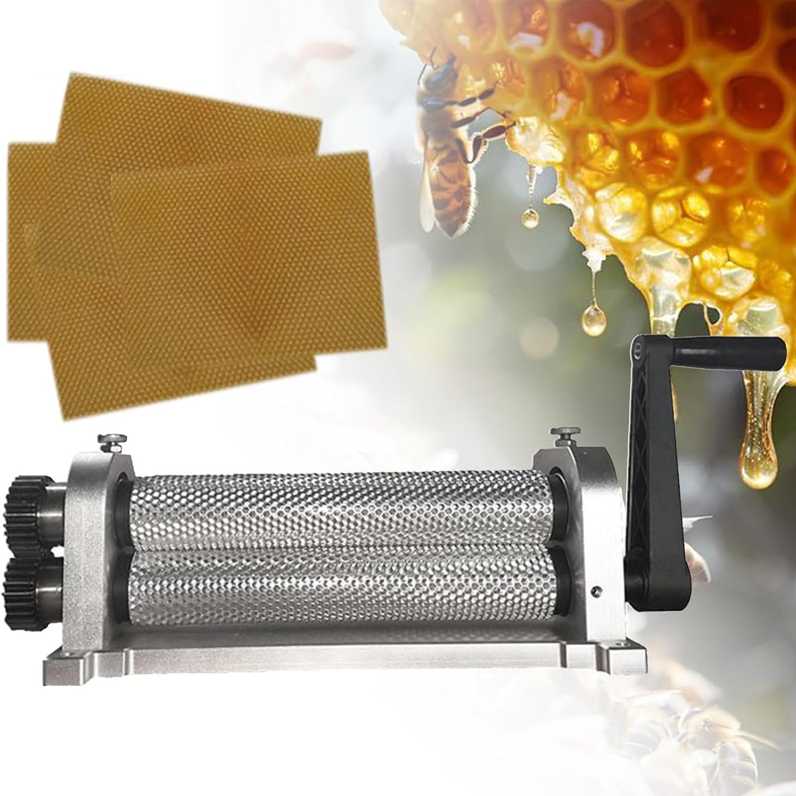 Walzenmaschine FüR Bienenwachs-MittelwäNde – Tragbare Wachspresse FüR Die Imkerei 50 X 280 Mm,Effizientes Werkzeug Zur Herstellung Von Wabenplatten 5.1mmAperture