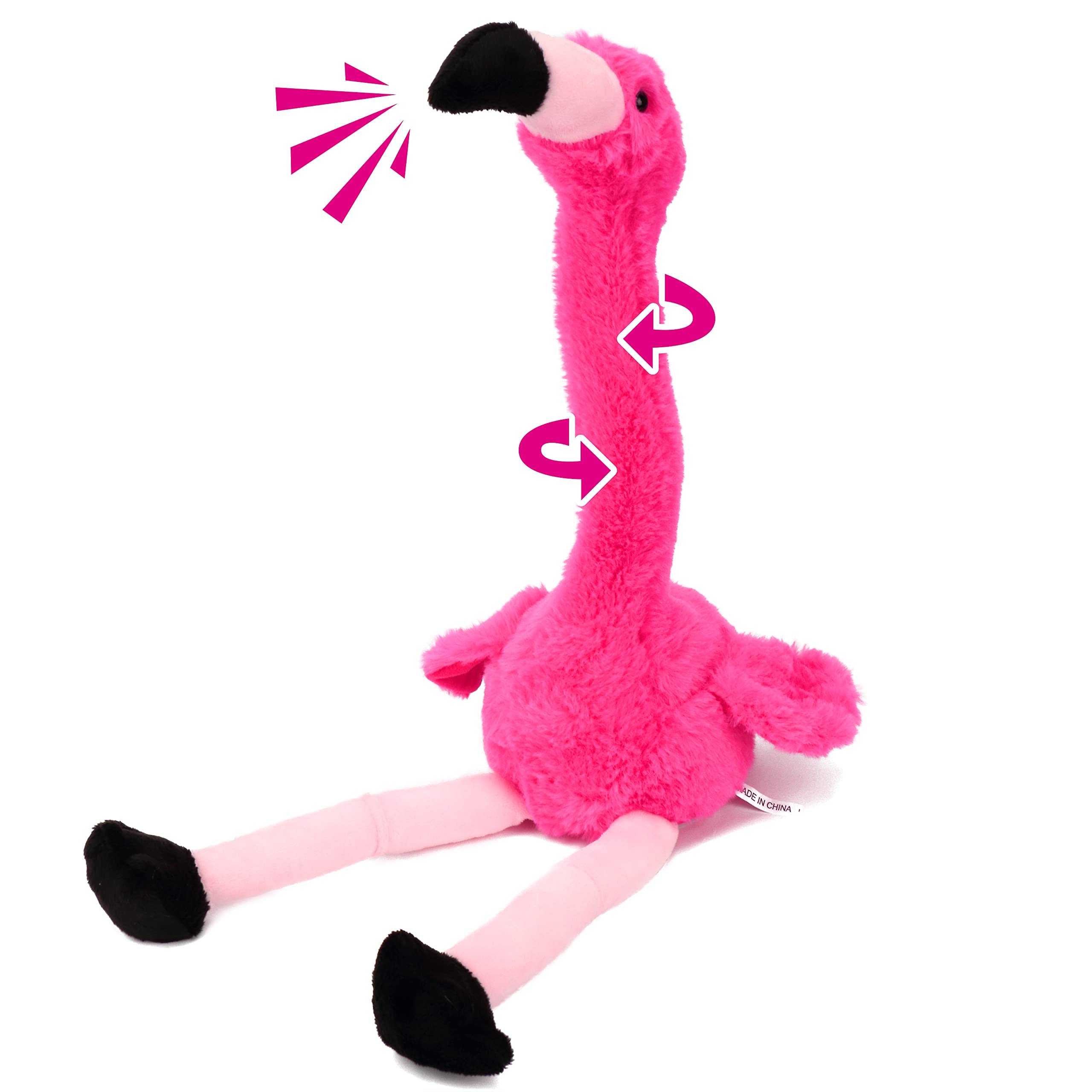 Hopearl Flamenco Hablando Repite lo Que Dices Juguete eléctrico Interactivo Animado Peluche Amigo Regalo para niños pequeños Cumpleaños Festival Vacaciones Rosa 33 cm