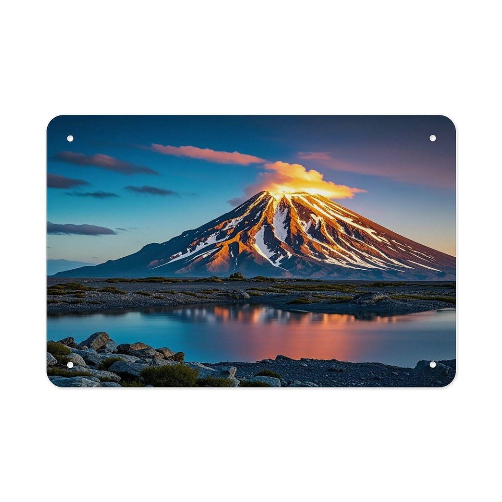 Fodpand Style Depicts A Volcano Wall Art Metal Signs Tin Sign