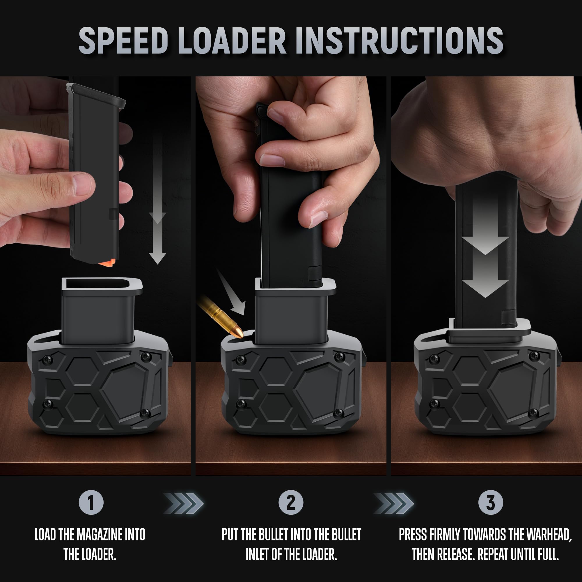 Magazine Speed Loader, Rapid Loader for Glock 9mm/.40sw, Glock 17,18,19,22,23,24,26,27,34,35,45 and 47, with Efficient, Stable and Quick Loading, Great Gift for Fathers, Boyfriends or Shooting Buddies