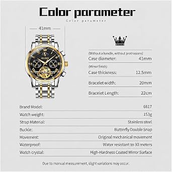 OLEVS Men Watch Automatic Mechanical Skeleton Moon Phase Dress Business Stainless Steel 3AT Waterproof Luminous Men Wrist Watch