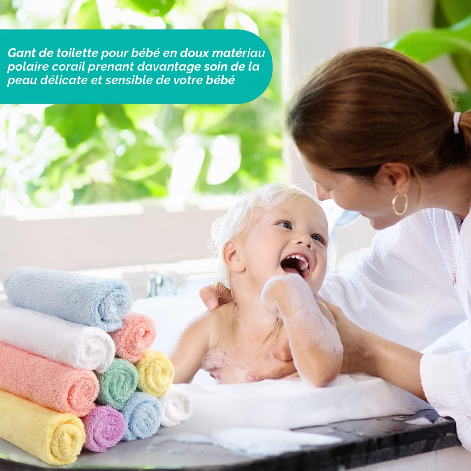 HOMEXCEL Lot De 50 Débarbouillettes Pour Bébé, Serviettes De Bain En Microfibre Polaire Corail