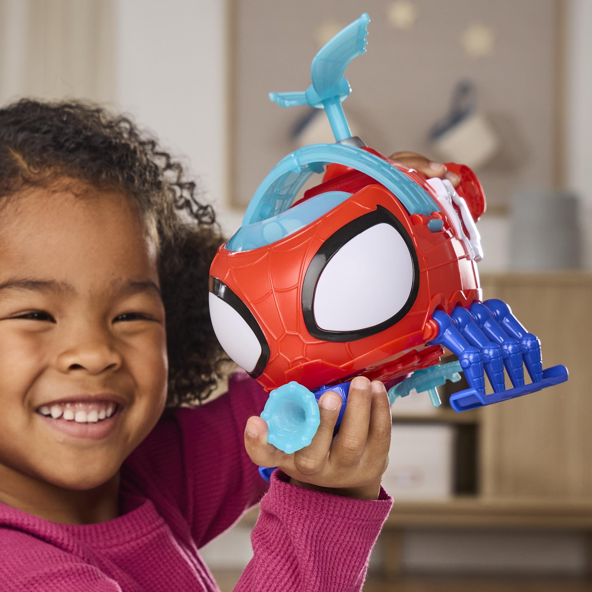 Marvel Spidey et Ses Amis Extraordinaires Hélico de l'équipe Spidey, Figurine de 7,5 cm et véhicule avec Projectile, Jouets pour Enfants, dès 3 Ans