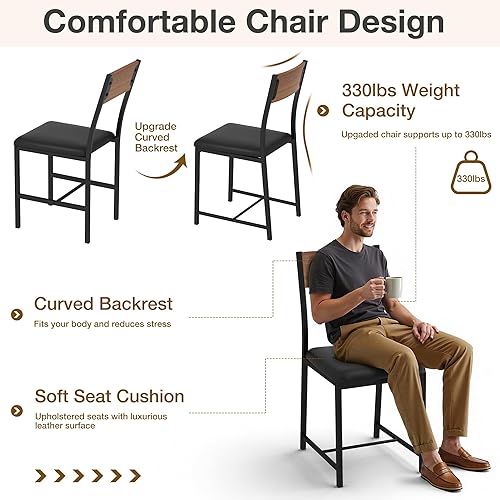 Miniatura 4 de Pamapic Juego de mesa de comedor redonda para 4, mesa de cocina y sillas para 4, mesa de pedestal circular de comedor, marco de metal sólido, ahorro