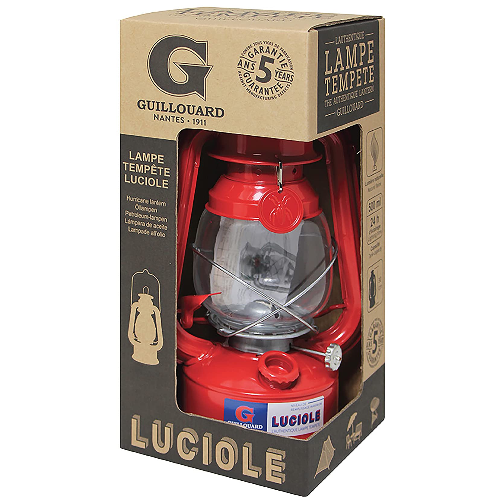 GUILLOUARD Lampe à pétrole ROUGE 074531