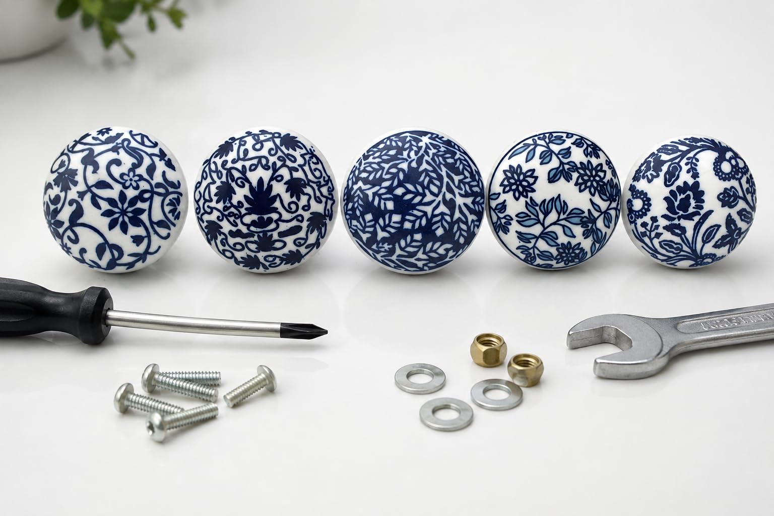 20 pezzi bottoni in ceramica colorati blu fatti a mano per mobili da cucina, bagno, cassettiera, cassetti, cassettiera