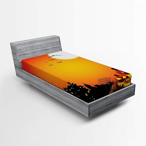 Miniatura 37 de Lunarable Sábana bajera ajustable con diseño de póster retro con eslogan de invierno y texto en inglés "I Love Winter Slogan para actividades al