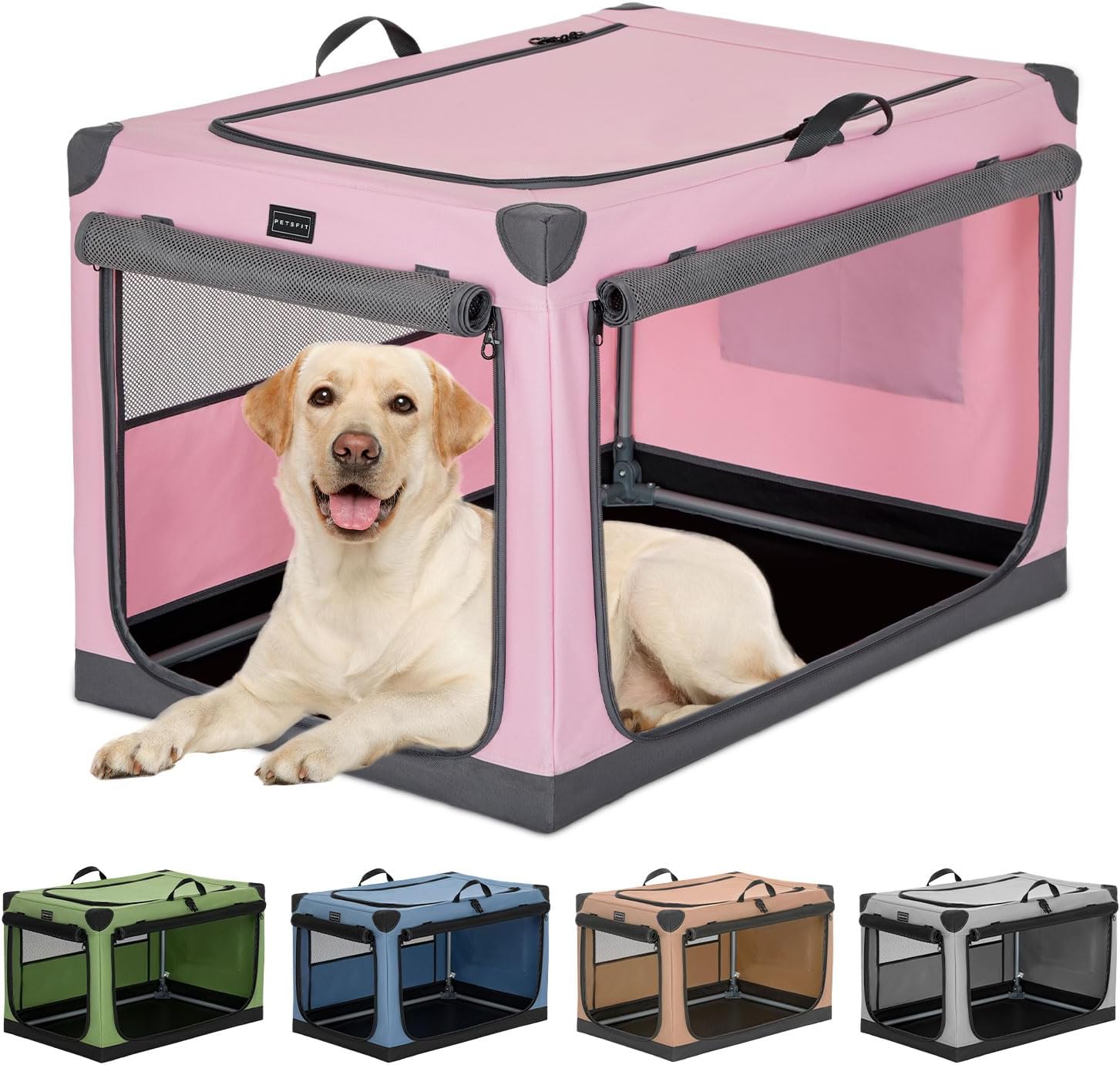 Petsfit Dog Travel Crate, Fabric Dog Crate 36 Inch with Adjustable