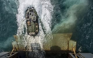 Posterazzi Arabian Gulf August 24 2014-Marines aboard vehicle exit the well deck of the amphibious assault ship USS Bataan. Poster Print, (35 x 22)