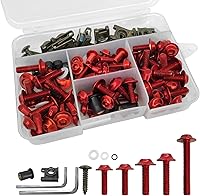 Vista 1 de 177 Pcs Red Fairing Bolt Kit M5 M6 Motorcycle Windscreen Screws Compatible Aluminum Fasteners for Motorcycle Fairing Screws Fairing Bolts Nut Clips