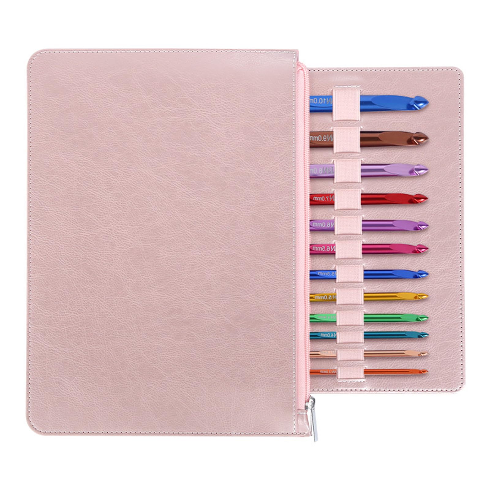 HUAJINGKEJI Juego de 12 agujas de ganchillo tunecinas con cable de 3 mm a 10 mm con funda de cuero para tejer ganchillo tunecino