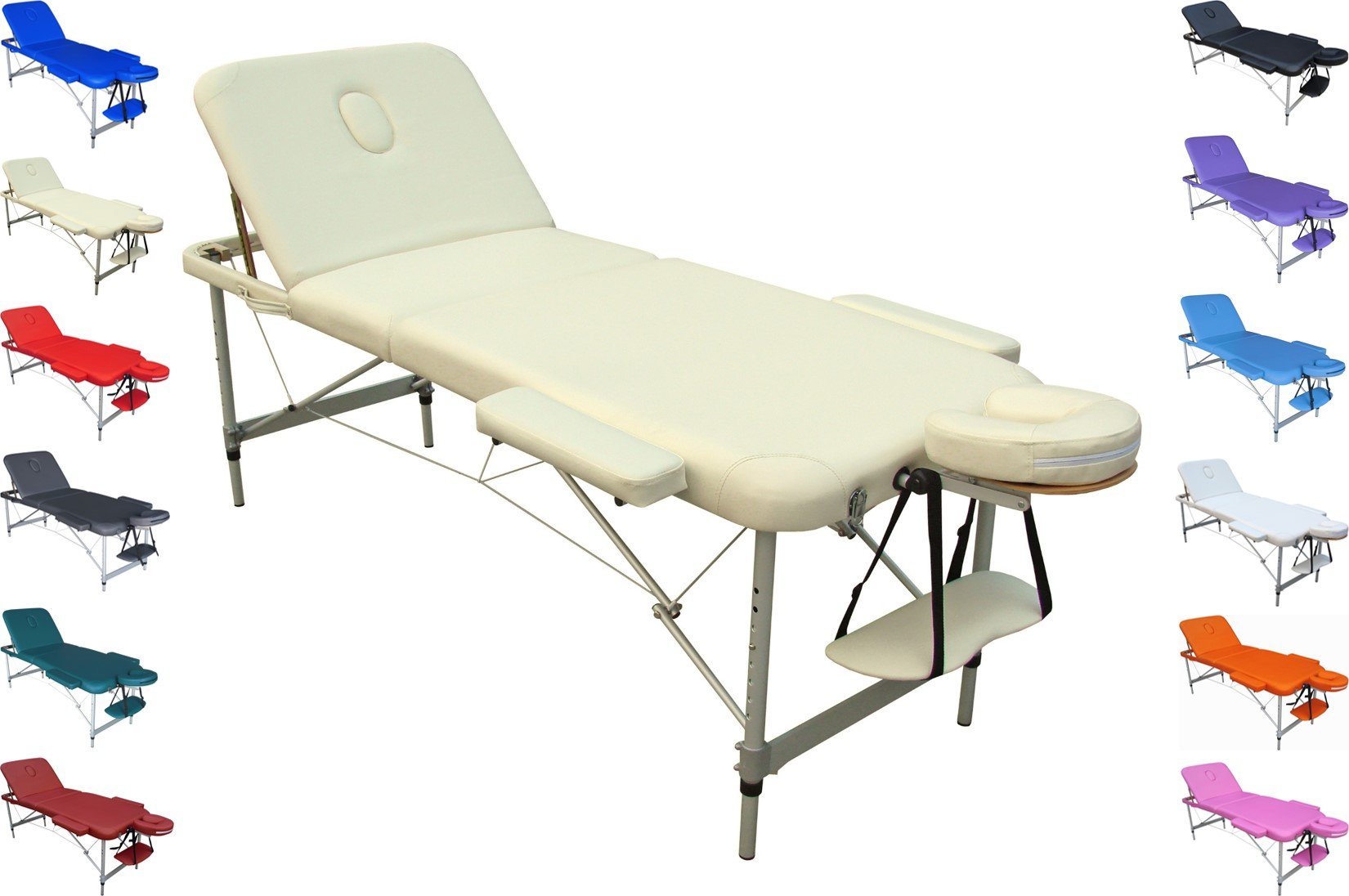 Polironeshop Mercurio Camilla de Aluminio Ligera portátil para Masaje estética Tattoo 60 cm (Blanco) — view 10
