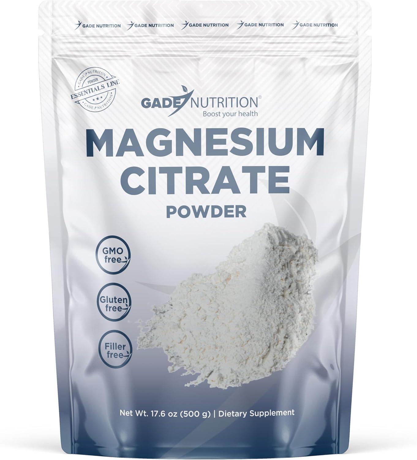 Gade Nutrition Pure Magnesium Citrate Powder | Non-GMO, Gluten-Free, Filler Free, Highly Absorbable | USA Made