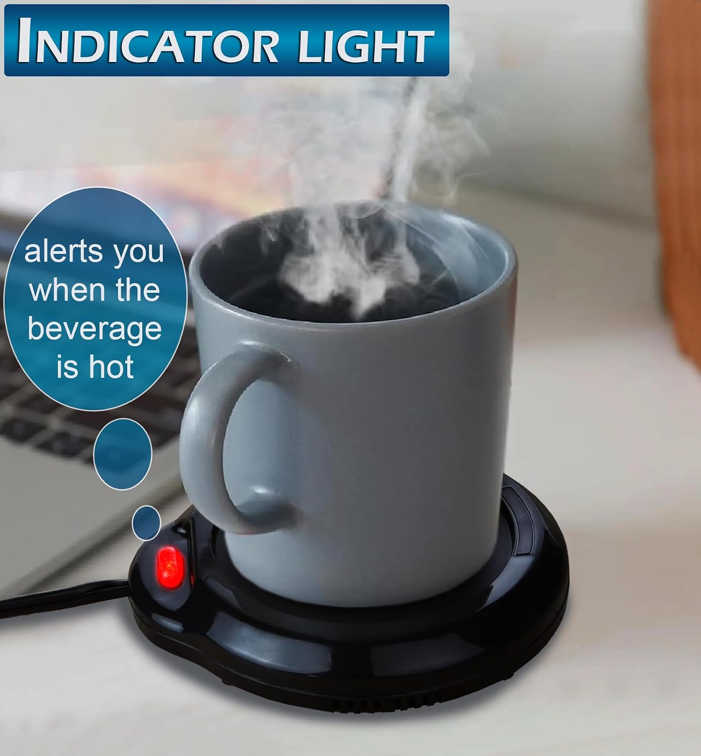 Home-X Mug Warmer, Desktop Heated Coffee & Tea - Candle & Wax Warmer (Black)