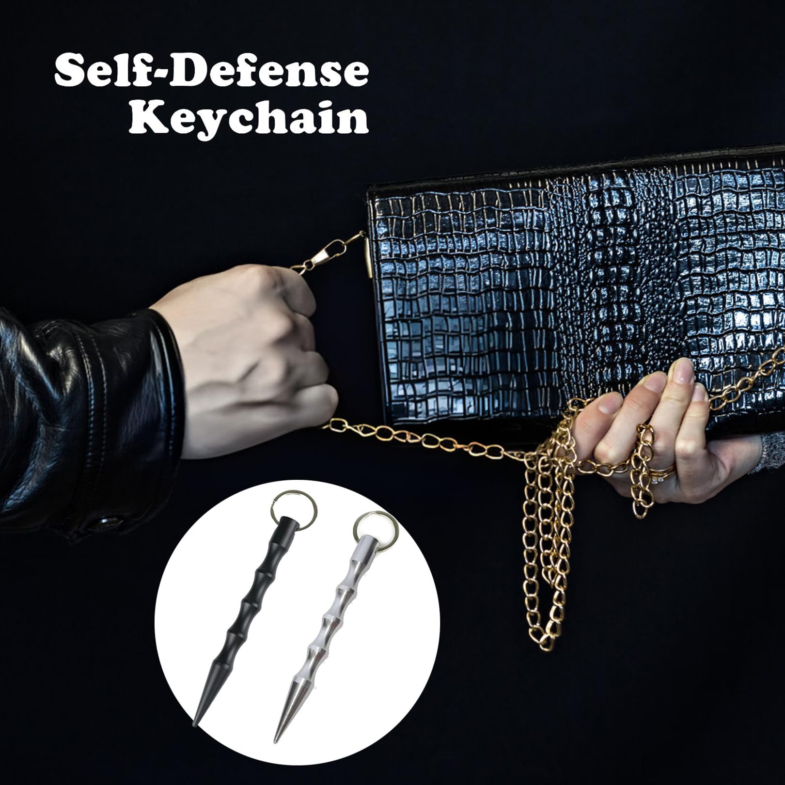 2er Set Kubotan Selbstverteidigung Emergency Hammer,Selbstverteidigung waffen legal Selbstverteidigung Frauen,Silver und Schwarz,Kubotan fur Unterwegs