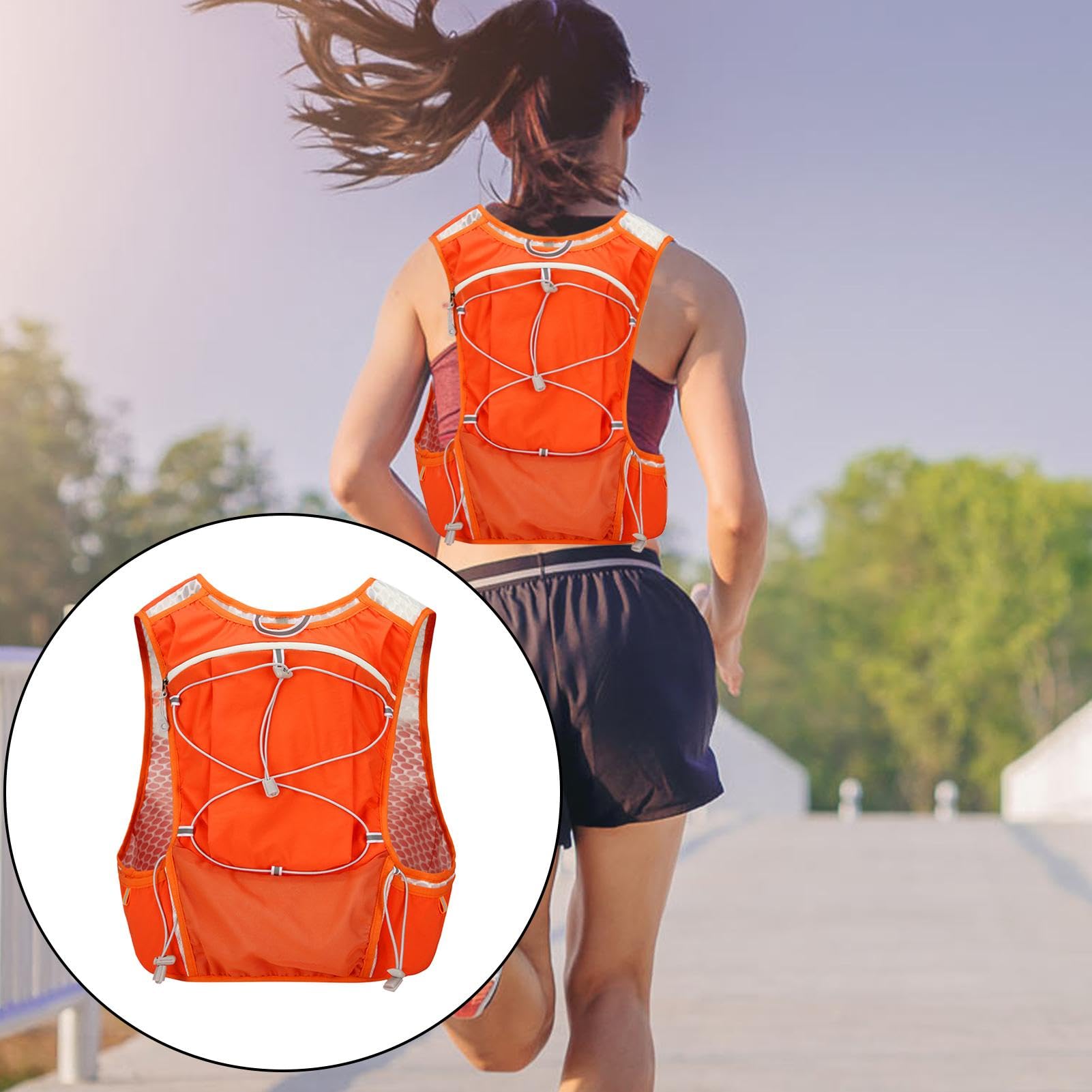 Hardloop-drinkvest , loop-drinkvest voor mannen en vrouwen, trailrunning- , reflecterende strepen loop-drinkvest voor mannen en vrouwen, lichtgewicht, geïsoleerde