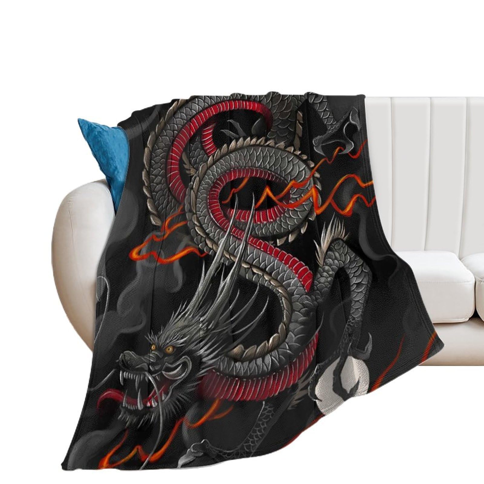 Nclqvjxzkhw Men's Style Dragon Flannel Blanket Soft Throw Blankets Bed Couch Sofa Travel