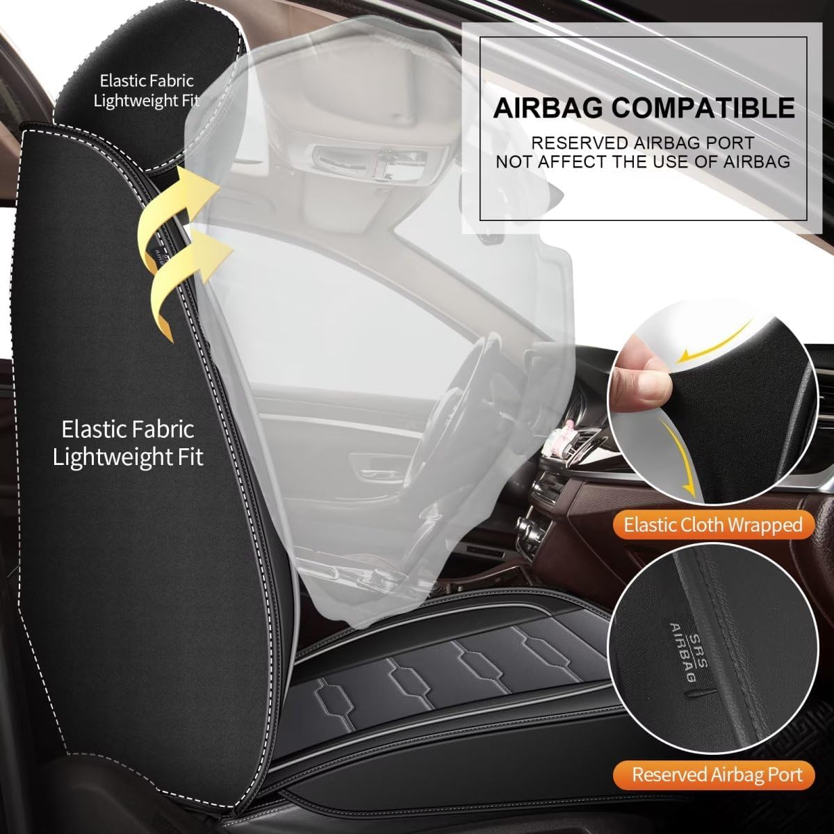 AOMSAZTO Car Seat Covers 2 Front Seat Custom Fit for Ford Maverick 2022-2025 2026 Faux Leather Car Seat Cover Seat Protector Vehicle Cushion Covers Carseats Compatible Airbag Gray