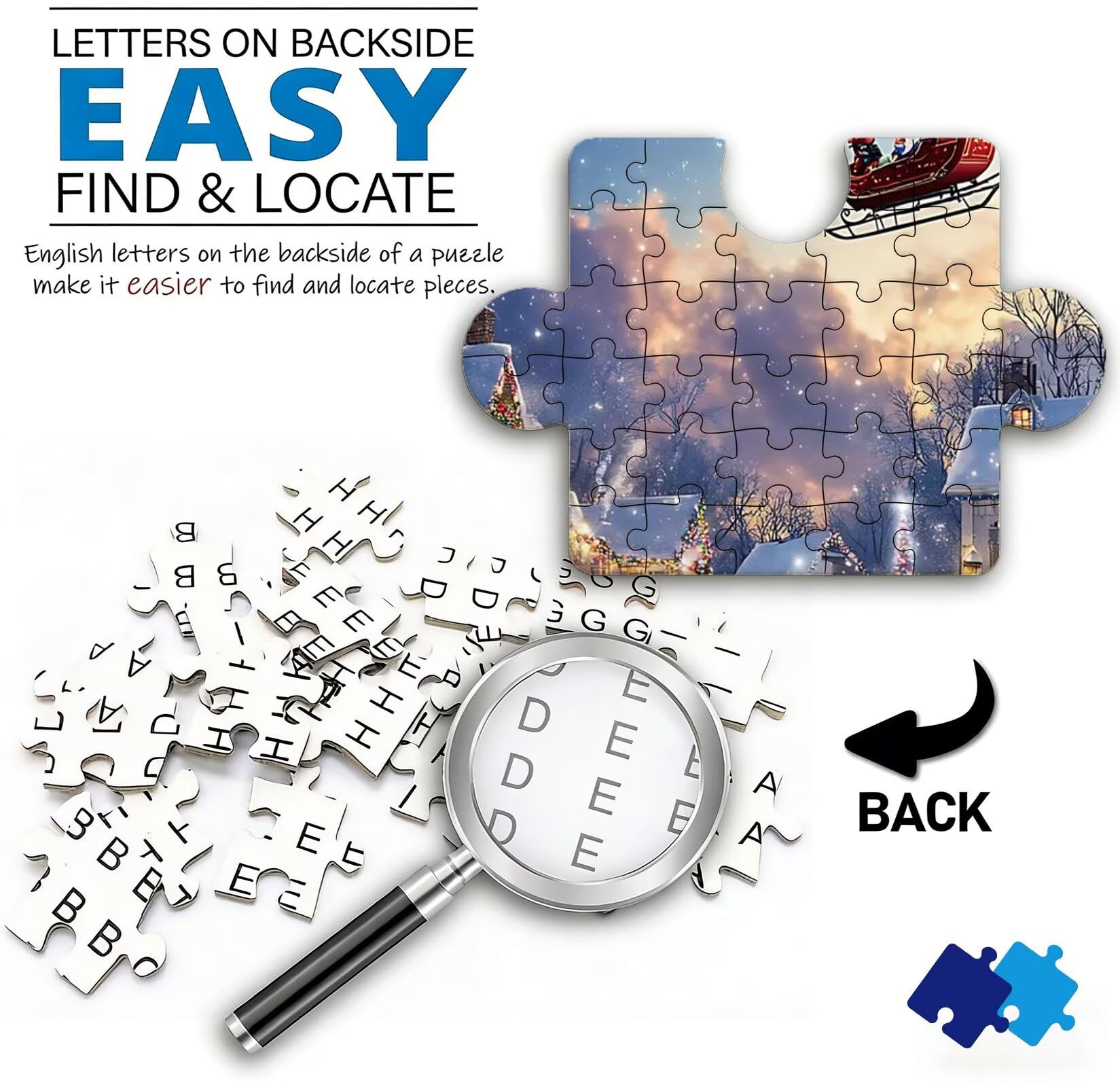 Puzzle Puzzle 1000 elementów dla dorosłych z plakatem w zestawie, drewniane puzzle do gry rodzinnej, edukacyjna i antystresowa gra edukacyjna, dekoracja ścienna, prezent urodzinowy, 75 x 50 cm zima