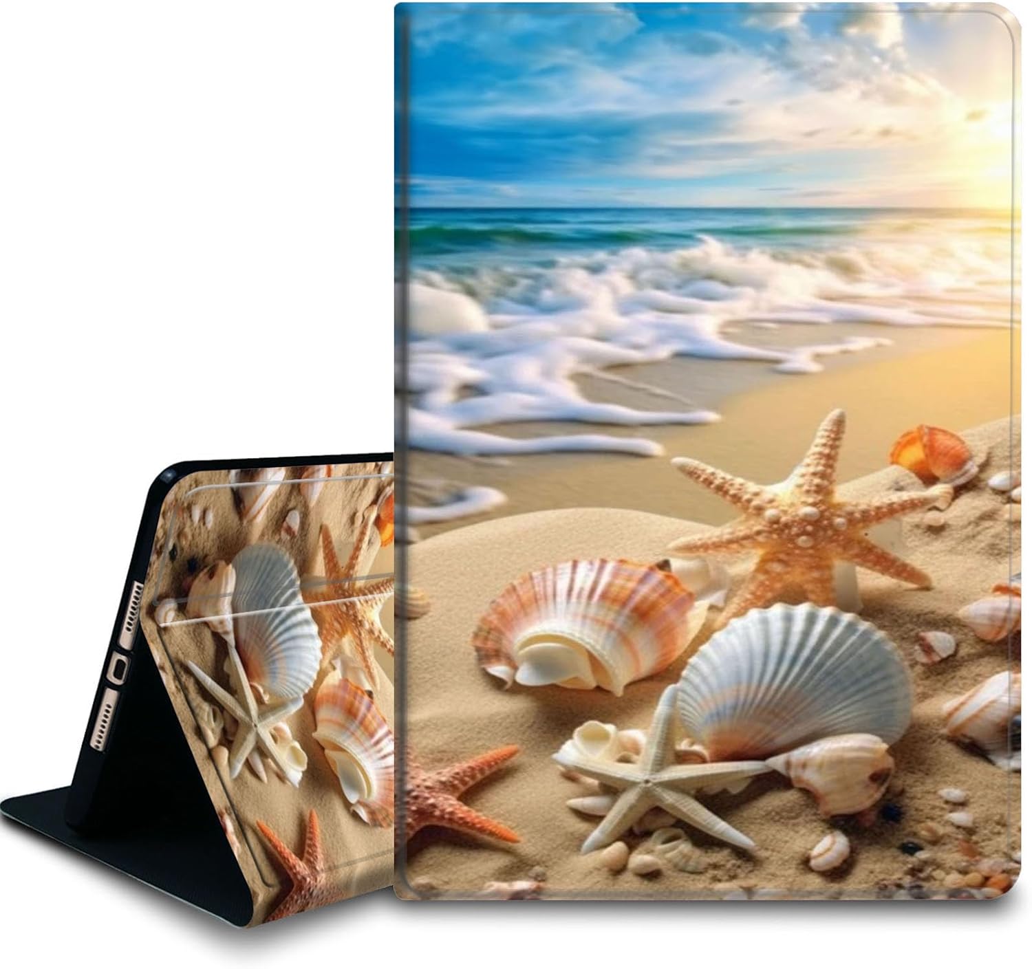 Bxgolkgd Tablet Case for iPad 11 inch (A16) 2025/ iPad 10th Generation 2022 (10.9 inch),Shockproof Stand Cover with Heat Dissipation,Auto Wake/Sleep Function,Beach Shell Starfish