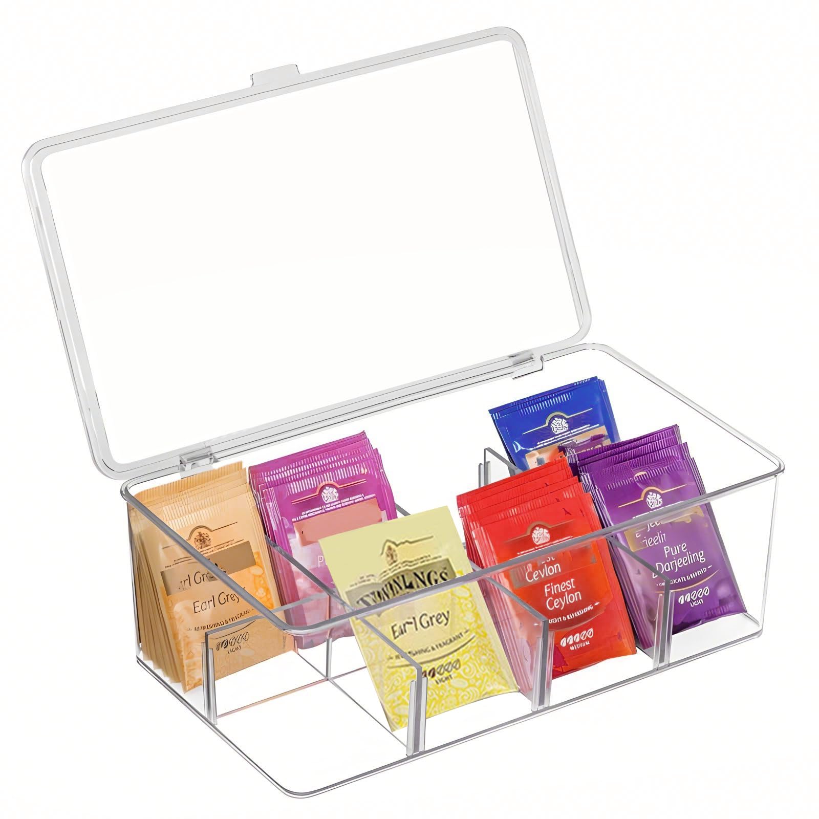 Organizzatore Bustine Da T&egrave; Lifewit - Scatola Trasparente Con 8 Scomparti, 2 Pezzi