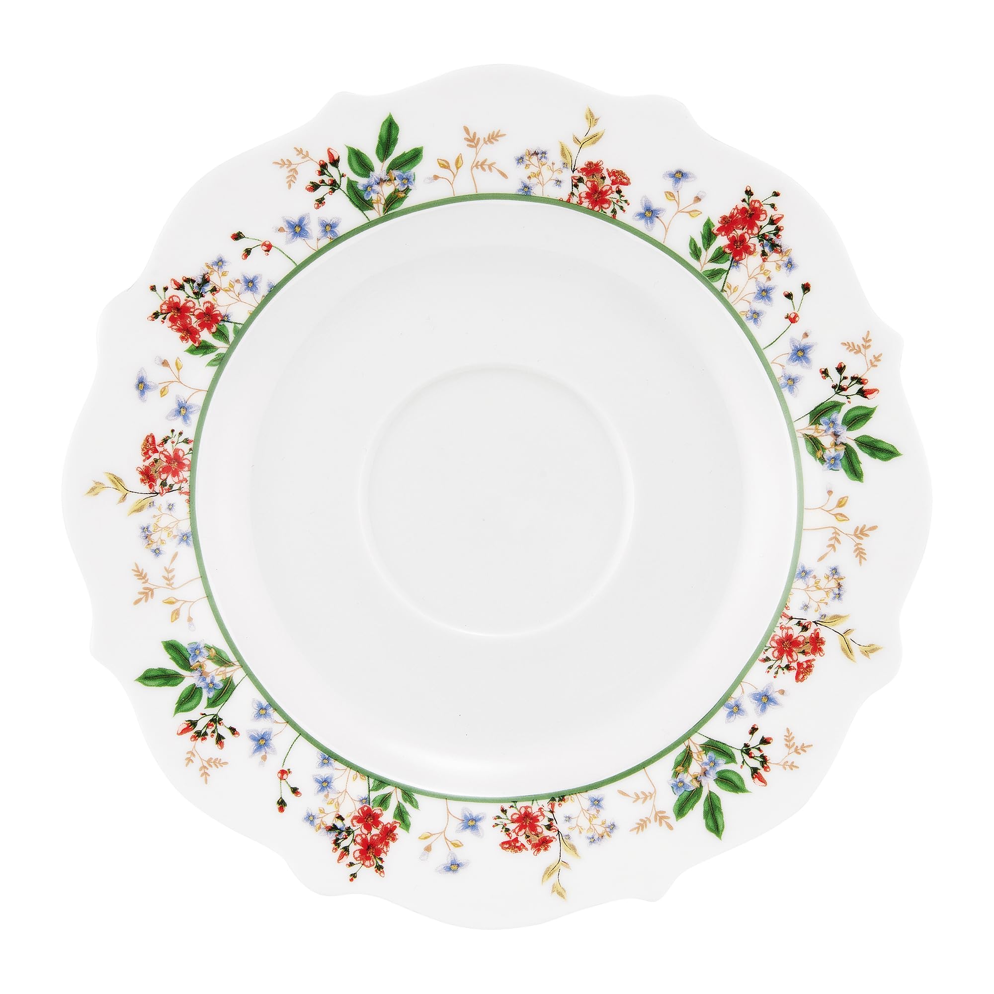 AMBITION Serwis Kawowy Rosalia dla 6 Osób Porcelana Biały z Kwiatowym Wzorem 12 Elementów 6 Filiżanek 200ml i 6 Spodków 17cm