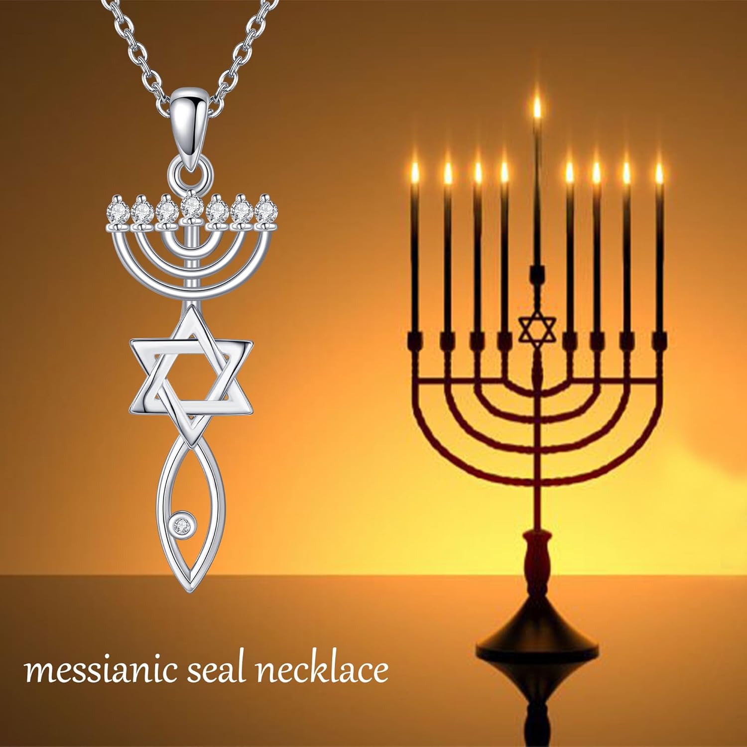 URONE Messianic Necklace 925 Sterling Silver Messianic Seal Pendant Menorah Jewish Jewelry Gifts for Women Men - Image 6