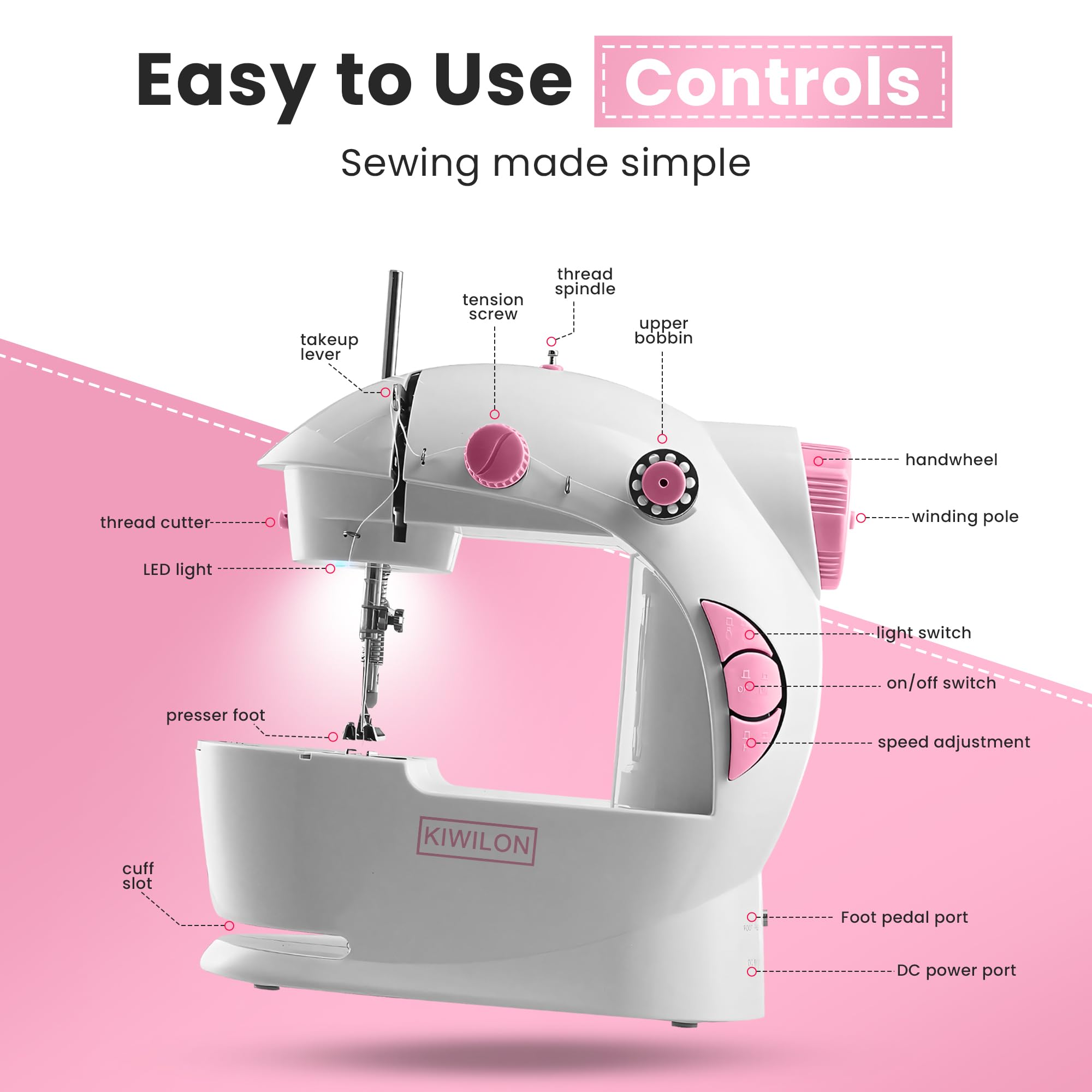 Electric Sewing Machine With Table Set, Mini Silai Machine For Home Tailoring, Stitching Machine With Foot Pedal, Adapter And Fully Loaded Sewing Kit — Amazon image 4