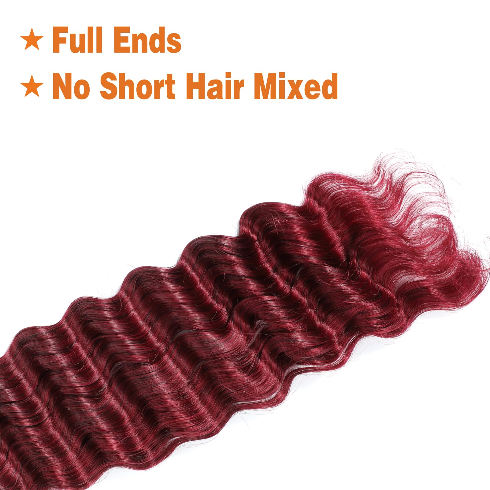 Deep Wave Bulk Human Braiding Hair No Weft 2 Bundle 100g 10A Brazilian Curly for Boho Braids Human Hair for Braiding,Burgundy 20 Inch - Image 4