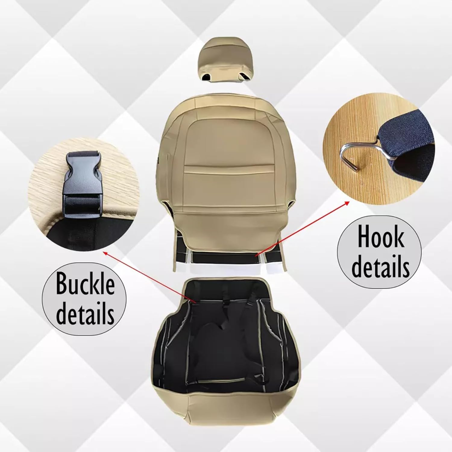 Custom Nappa Leather Front Car Seat Covers fit for Lexus is 250 350 2006-2012 Accessories Automotive Seat Covers 2 PCS Interior seat Protective Cover (Beige)