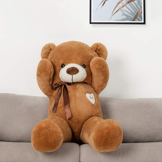 Oso de Peluche Gigante 80 cm YunNasi Marrón con Corazón miniatura 2