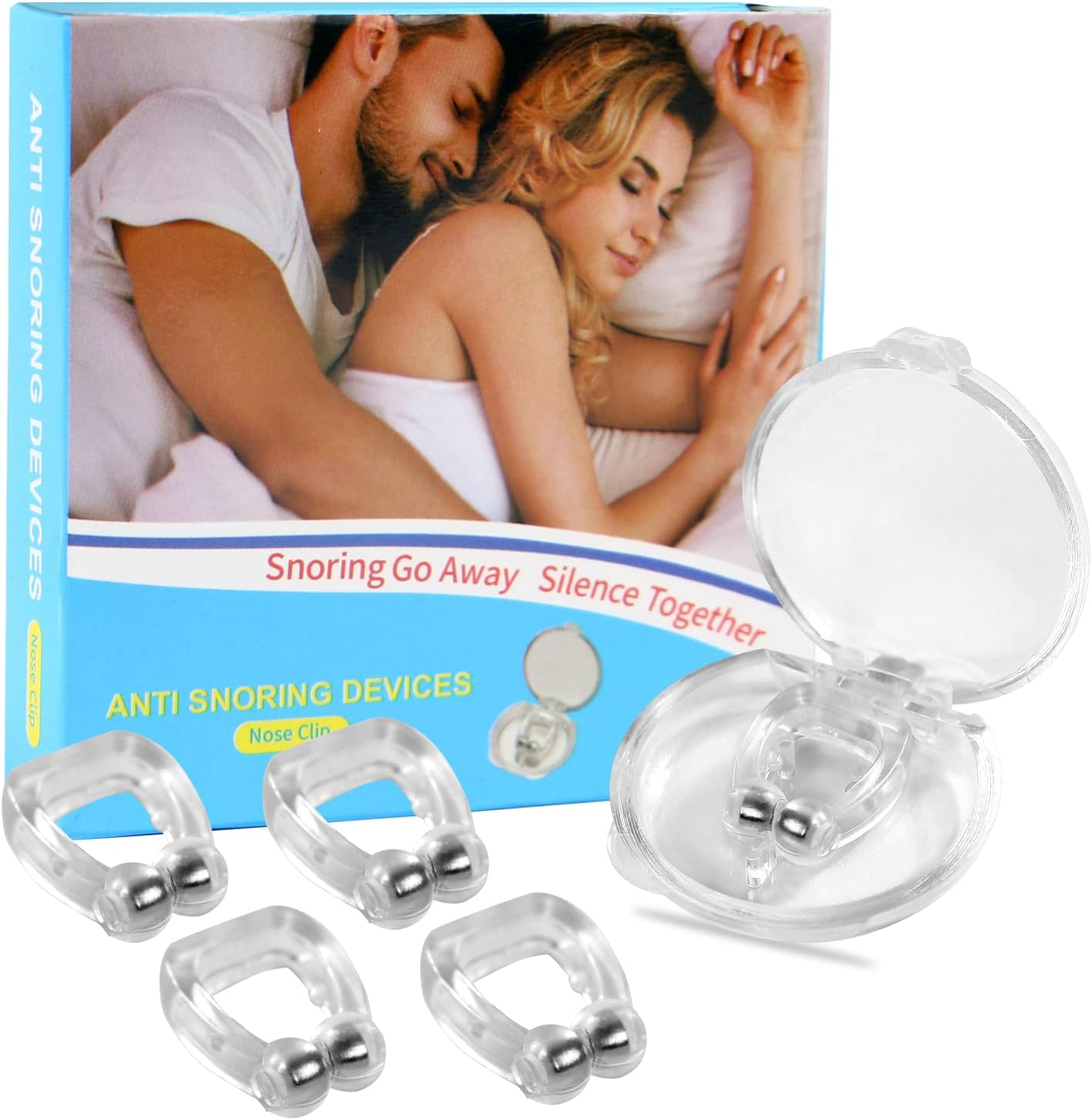 cinwauvo Anti Snoring Devices - Anti Snoring Nose Clip - Silicone Magnetic Snore Stopper, Provide Effective Snoring Solution - Comfortable and Effective to Stop Snoring (4 PCS)
