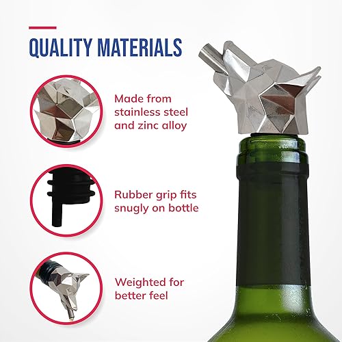 Miniatura 2 de TenTen Labs Vertedor de vino  Boquilla de licor para perros  Vertedor de botellas de acero inoxidable  Sin goteo ni derrames  Vertedor de aceite de