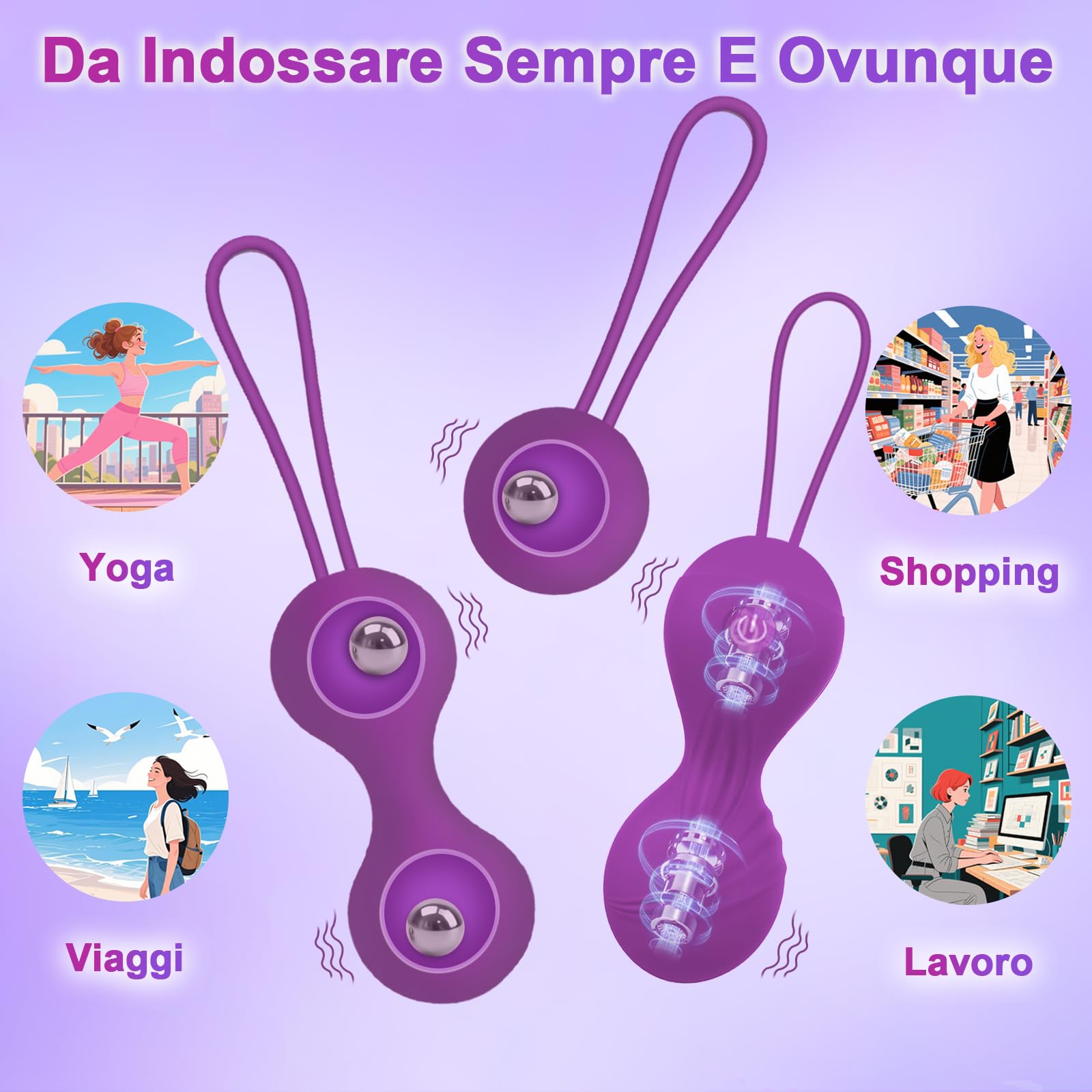 Vibratoreper Donna Professionale Ovetto Vibrante Donna Telecomando Vibratore Vibratoriper Donne 3 IN 1 Palline di Kegel Sex Toys con 10 Modalità, Esercizi Per il Pavimento Pelvico Sexytoysys Donna