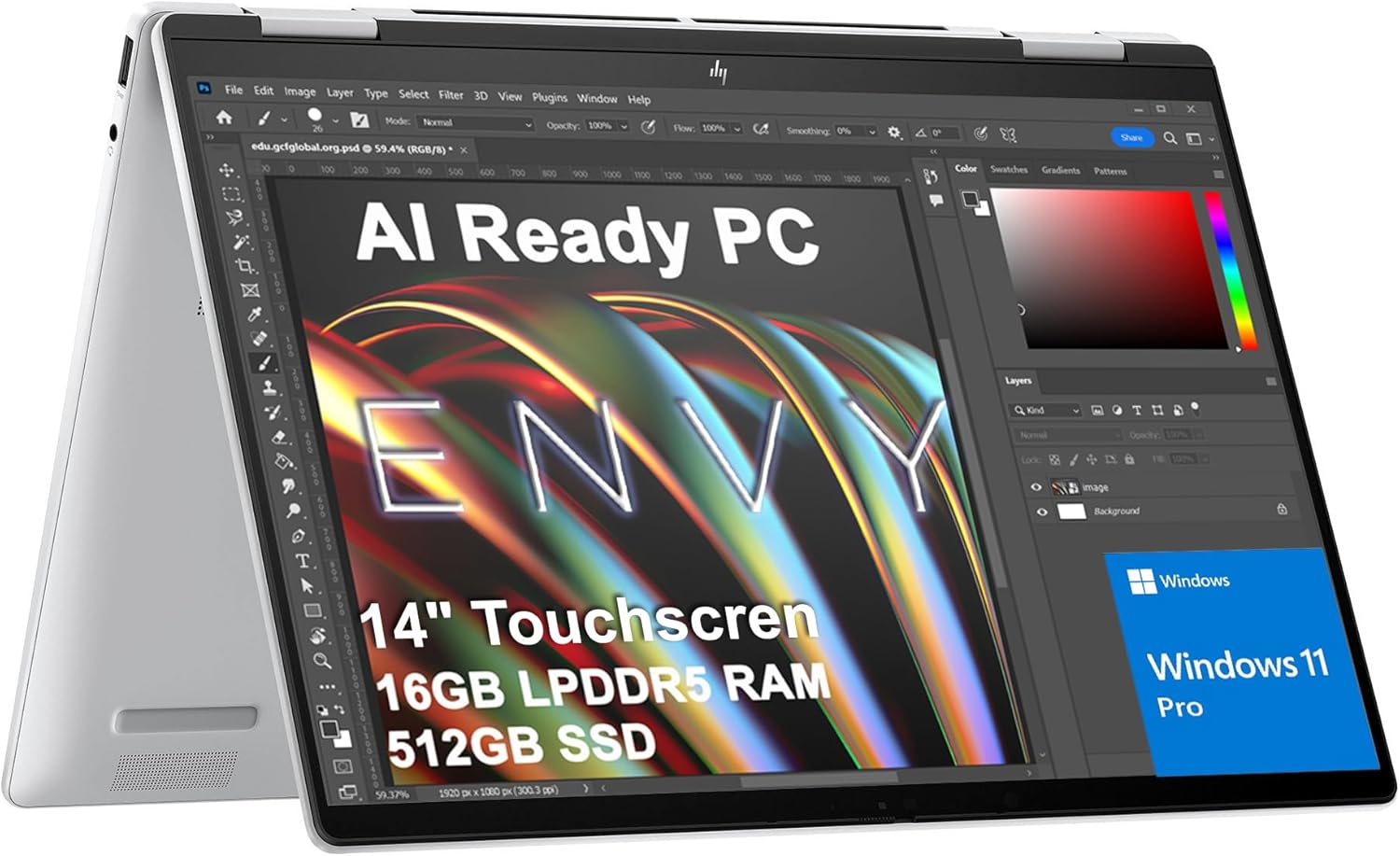 HP Envy x360 2-in-1 Laptop (14" FHD+ Touchscreen, AMD Ryzen 5 8640HS (> Intel i7-1255u), 16GB RAM, 512GB SSD), Creator, Photographer, Designer, Backlit, 5MP IR Webcam, Copilot, Win 11 Pro, 2025 AI PC