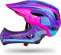 Vista 7 de ROCKBROS Casco integral para niños Cascos de bicicleta para niños Casco ligero de bicicleta de montaña para niños pequeños Desmontable para MTB BMX
